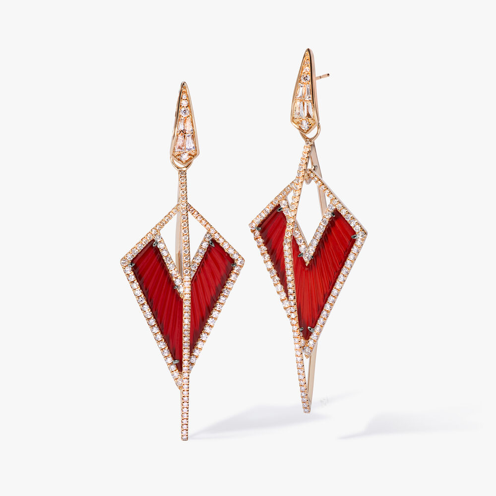 Kite 18ct Yellow Gold Red Agate & Diamond Earrings | Annoushka jewelley